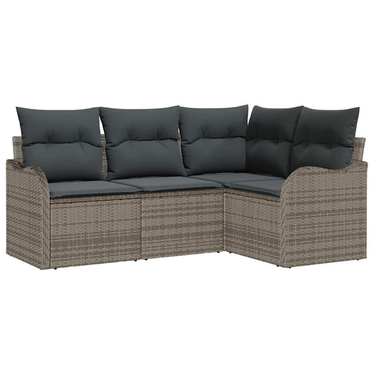vidaXL Σετ Καναπέ Κήπου με αποθήκευση 4 pcs Γκρι συνθετικό ρατάν