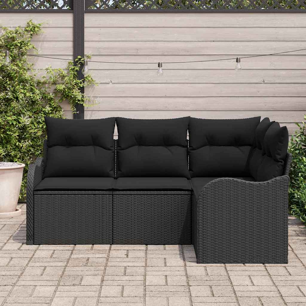 vidaXL Σετ Καναπέ Κήπου με αποθήκευση 4 pcs Μαύρο συνθετικό ρατάν