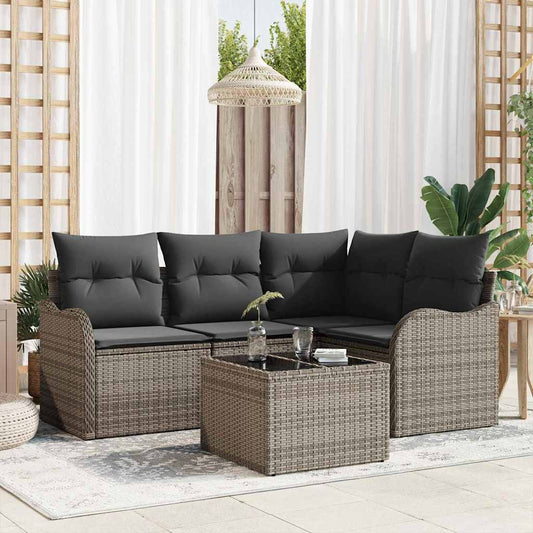 vidaXL Σετ Καναπέ Κήπου με αποθήκευση 5 pcs Μαύρο συνθετικό ρατάν