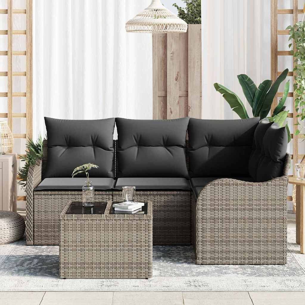 vidaXL Σετ Καναπέ Κήπου με αποθήκευση 5 pcs Μαύρο συνθετικό ρατάν