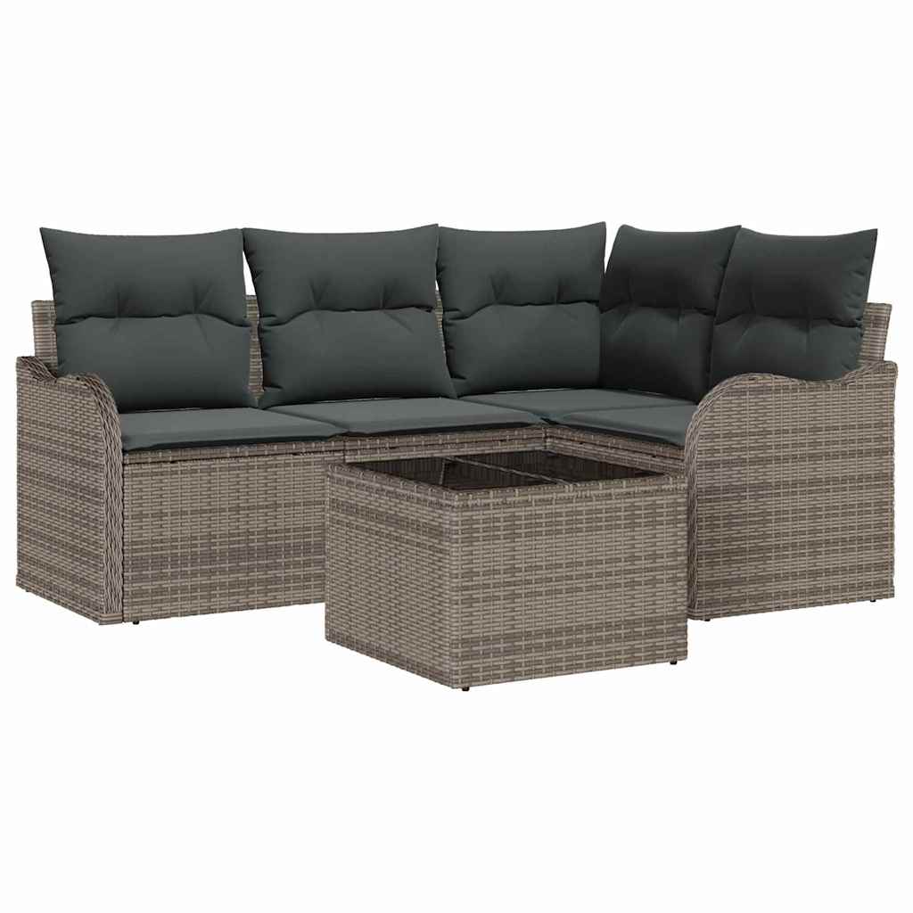 vidaXL Σετ Καναπέ Κήπου με αποθήκευση 5 pcs Μαύρο συνθετικό ρατάν