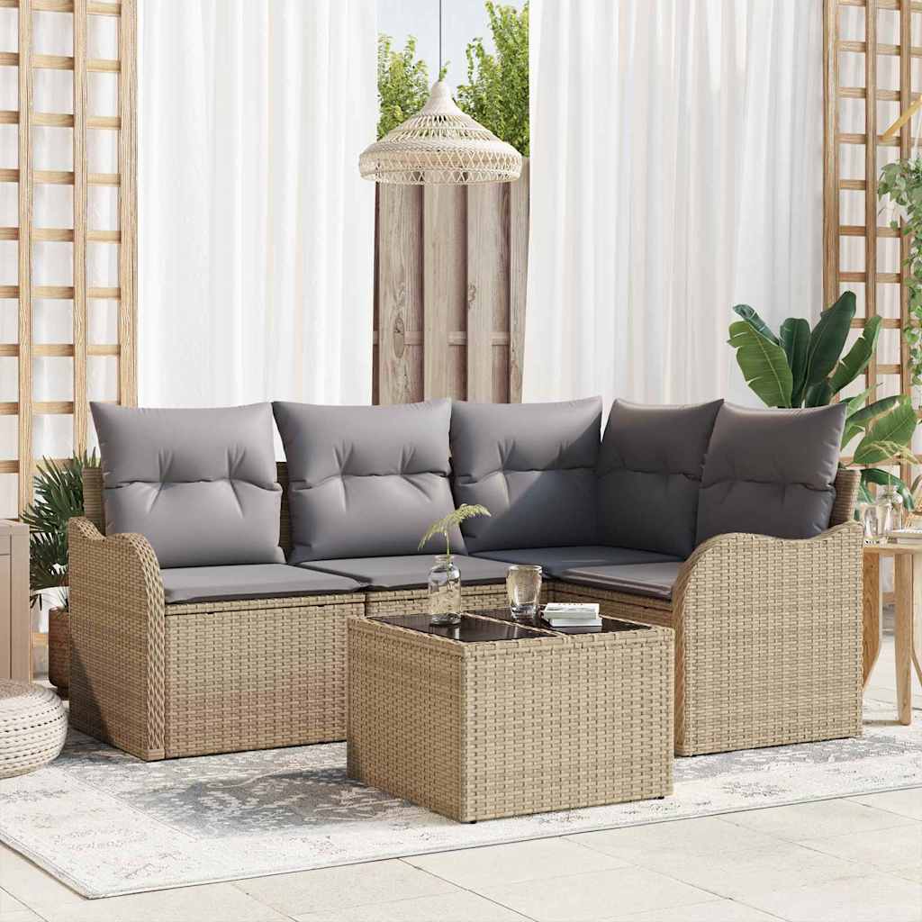 vidaXL Σετ Καναπέ Κήπου με αποθήκευση 5 pcs Μαύρο συνθετικό ρατάν