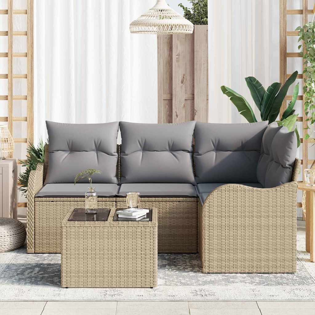 vidaXL Σετ Καναπέ Κήπου με αποθήκευση 5 pcs Μαύρο συνθετικό ρατάν