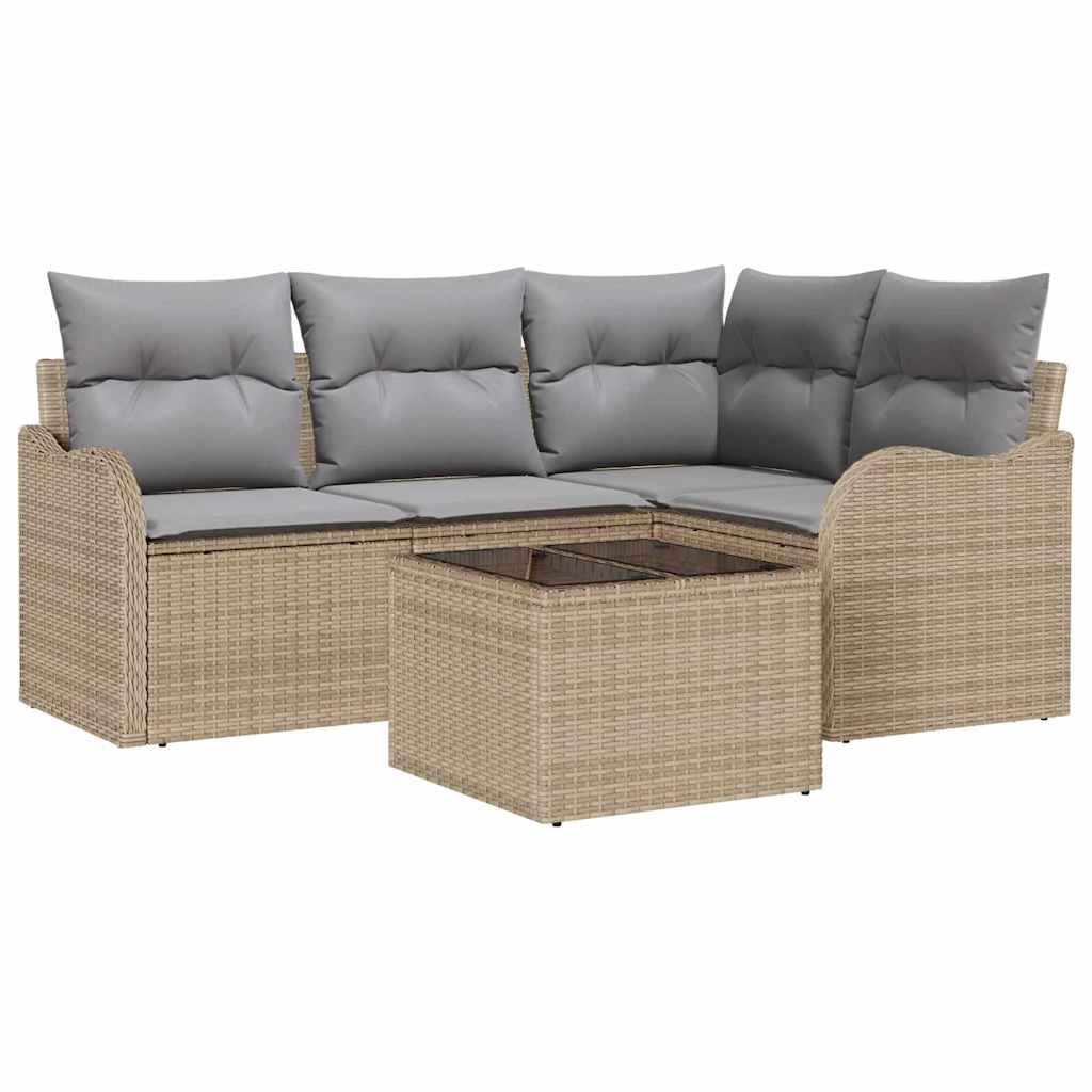 vidaXL Σετ Καναπέ Κήπου με αποθήκευση 5 pcs Μαύρο συνθετικό ρατάν
