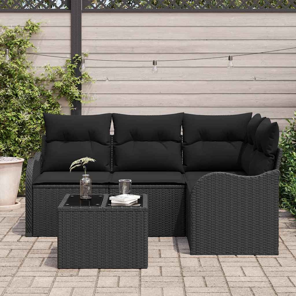 vidaXL Σετ Καναπέ Κήπου με αποθήκευση 5 pcs Μπεζ συνθετικό ρατάν