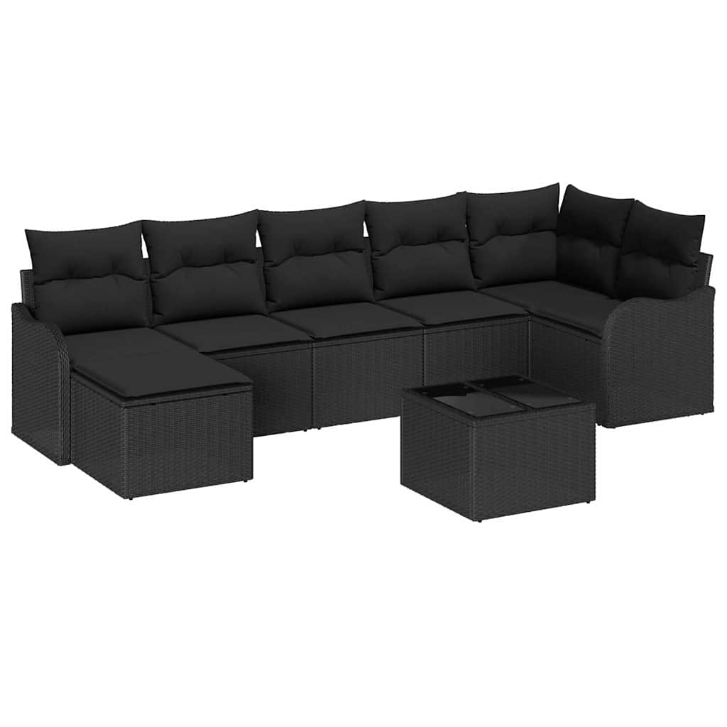 vidaXL Σετ Καναπέ Κήπου με μαξιλάρι 8 pcs Μαύρο Πολυ ράταν
