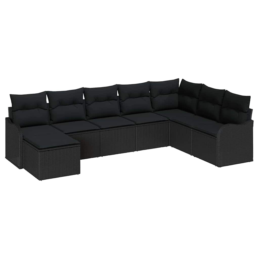 vidaXL Σετ Καναπέ Κήπου με μαξιλάρι 8 pcs Μαύρο Πολυ ράταν
