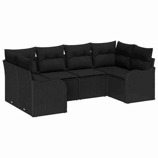 vidaXL Σετ Καναπέ Κήπου με αποθήκευση 6 pcs Μαύρο Πολυ ράταν