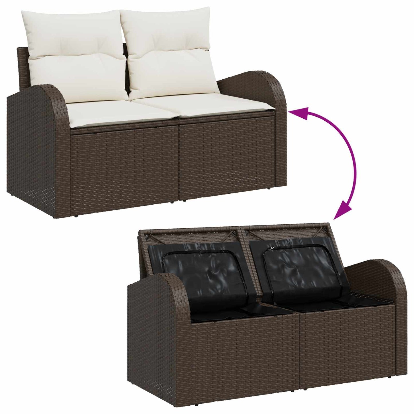 vidaXL Σετ Καναπέ Κήπου 5 pcs 4-Seater Καφέ και Κρεμ συνθετικό ρατάν