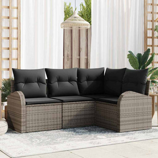 vidaXL Σετ Καναπέ Κήπου με μαξιλάρι 4 pcs Γκρι συνθετικό ρατάν