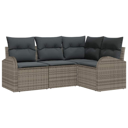 vidaXL Σετ Καναπέ Κήπου με μαξιλάρι 4 pcs Γκρι συνθετικό ρατάν