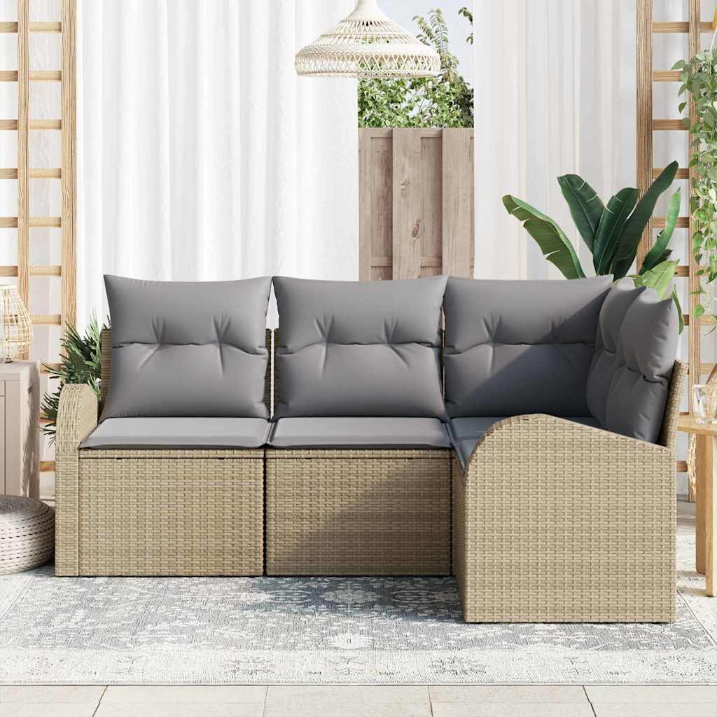 vidaXL Σετ Καναπέ Κήπου 4 pcs Μπέζ και Ανοιχτό Γκρι συνθετικό ρατάν