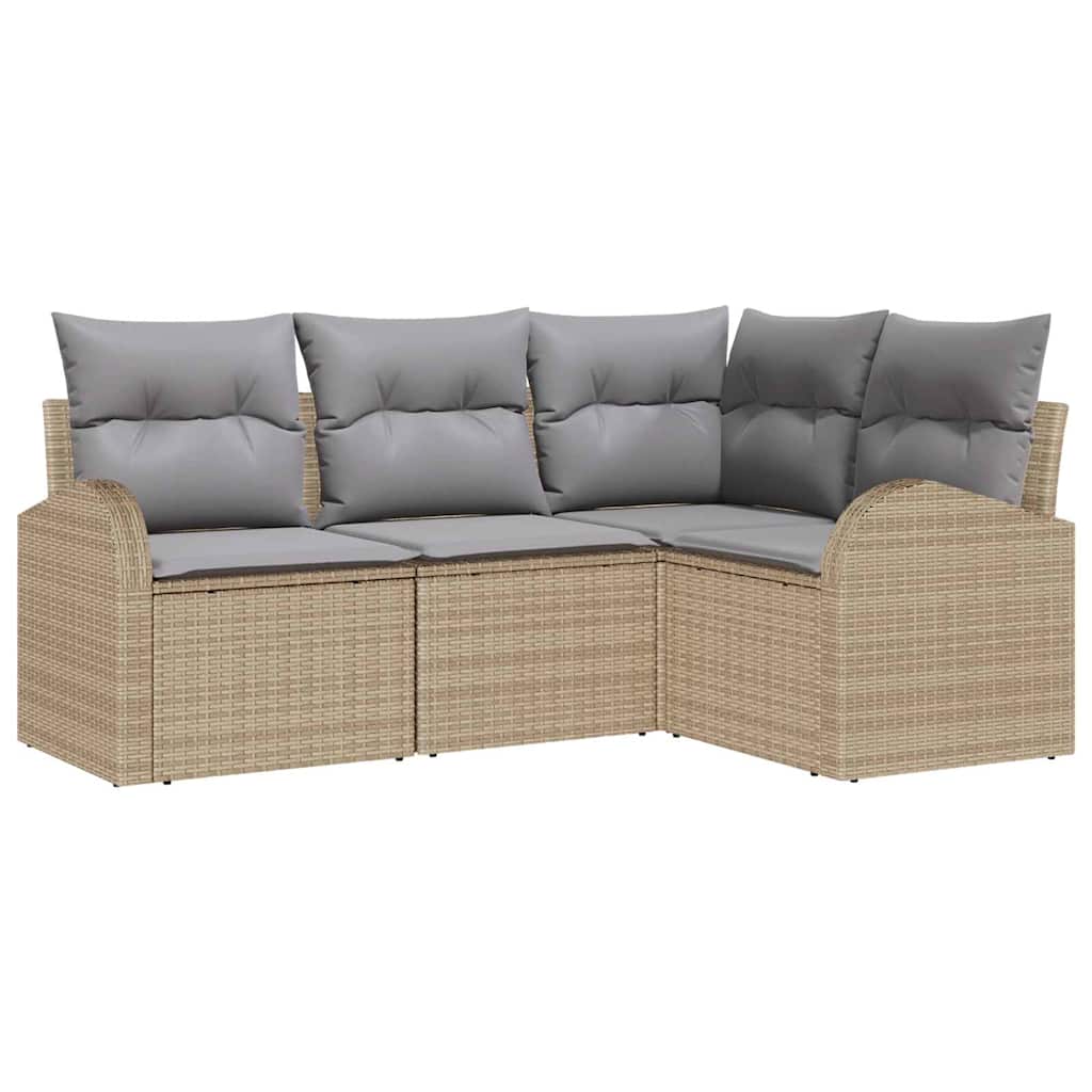 vidaXL Σετ Καναπέ Κήπου 4 pcs Μπέζ και Ανοιχτό Γκρι συνθετικό ρατάν