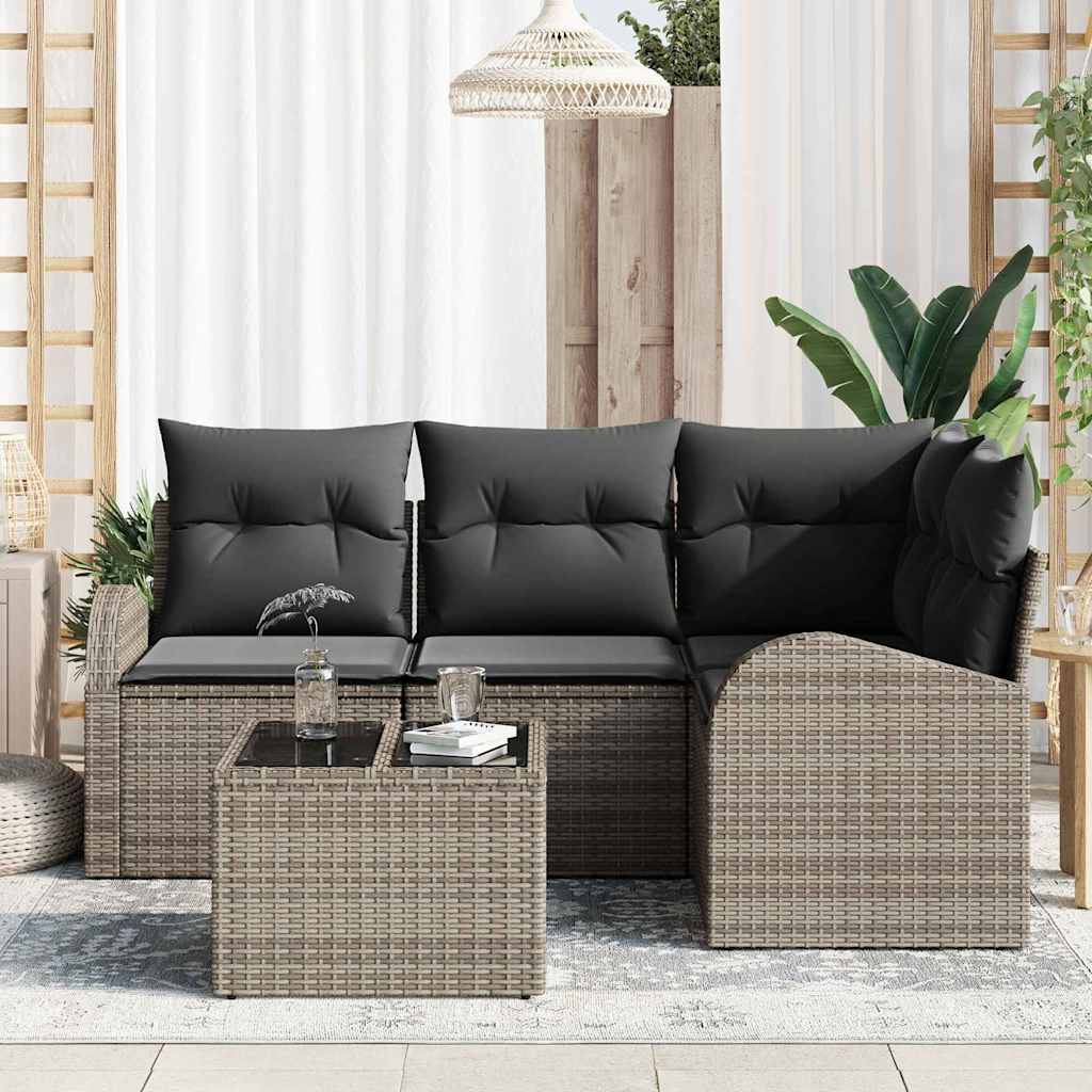 vidaXL Σετ Καναπέ Κήπου με μαξιλάρι 5 pcs Γκρι συνθετικό ρατάν