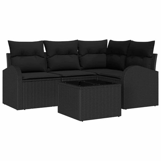 vidaXL Σετ Καναπέ Κήπου με μαξιλάρι 5 pcs Μαύρο συνθετικό ρατάν