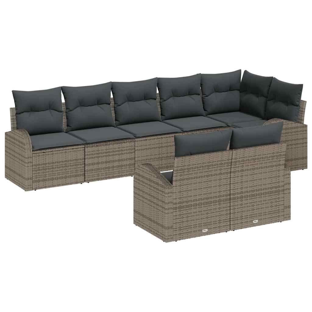 vidaXL Σετ Καναπέ Κήπου με μαξιλάρι 8 pcs Γκρι συνθετικό ρατάν