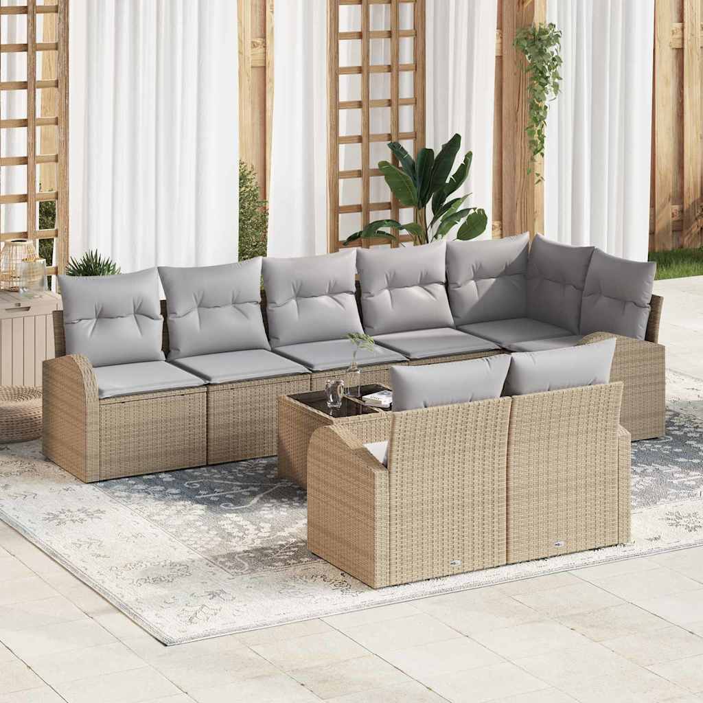 vidaXL Σετ Καναπέ Κήπου 9 pcs Μπεζ και ανοιχτό Γκρι συνθετικό ρατάν