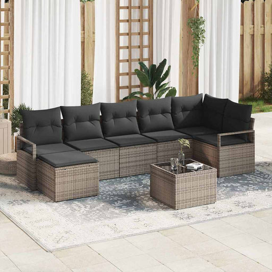 vidaXL Σετ Καναπέ με μαξιλάρι 8 pcs Ανοιχτό γκρι συνθετικό ρατάν