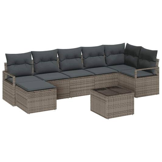 vidaXL Σετ Καναπέ με μαξιλάρι 8 pcs Ανοιχτό γκρι συνθετικό ρατάν
