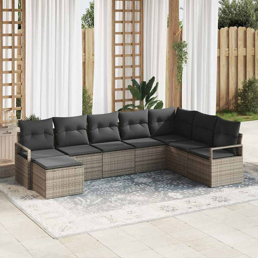 vidaXL Σετ Καναπέ με μαξιλάρι με αποθήκευση 8 pcs Γκρι συνθετικό ρατάν