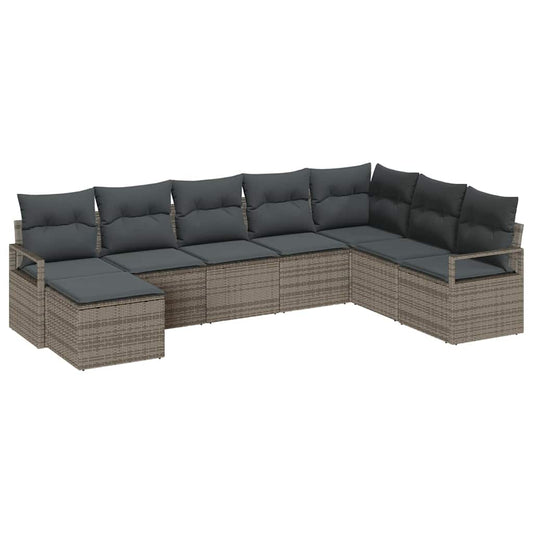 vidaXL Σετ Καναπέ με μαξιλάρι με αποθήκευση 8 pcs Γκρι συνθετικό ρατάν