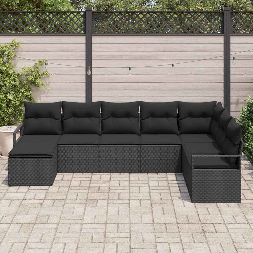 vidaXL Σετ Καναπέ με μαξιλάρι 8 pcs Μαύρο συνθετικό ρατάν