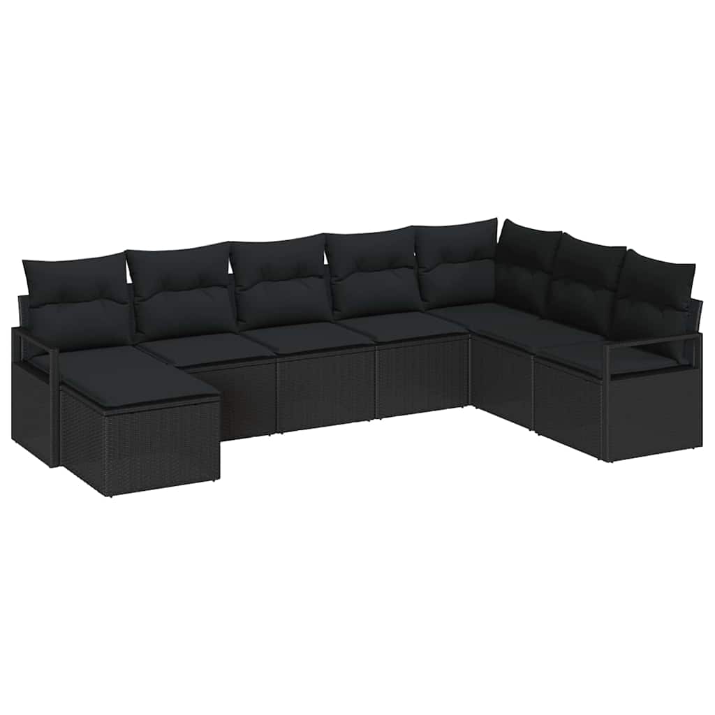 vidaXL Σετ Καναπέ με μαξιλάρι 8 pcs Μαύρο συνθετικό ρατάν