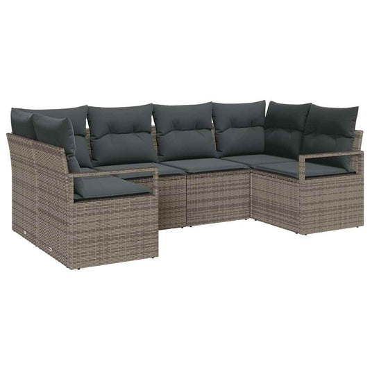 vidaXL Σετ Καναπέ Κήπου με μαξιλάρι 6 pcs Γκρι συνθετικό ρατάν