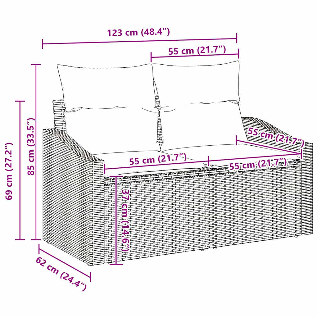 vidaXL Σετ Καναπέ Κήπου 7 pcs Μπεζ και Γκρι 55 x 55 x 37 εκ