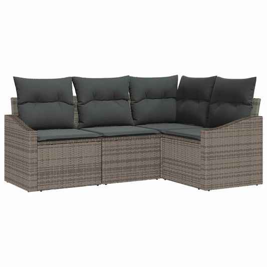 vidaXL Σετ Καναπέ Κήπου με μαξιλάρι 4 pcs Γκρι συνθετικό ρατάν