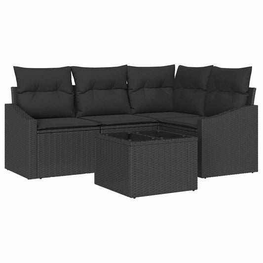 vidaXL Σετ Καναπέ Κήπου με μαξιλάρι 5 pcs Μαύρο συνθετικό ρατάν