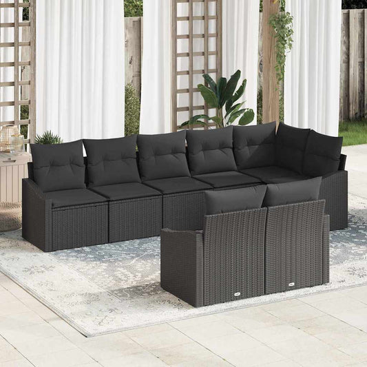 vidaXL Σετ Καναπέ Κήπου με μαξιλάρι 8 pcs Μαύρο συνθετικό ρατάν