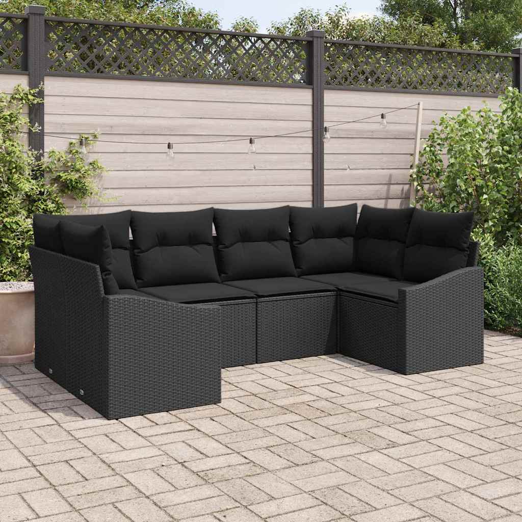 vidaXL Σετ Καναπέ Κήπου με αποθήκευση 6 pcs Μαύρο συνθετικό ρατάν