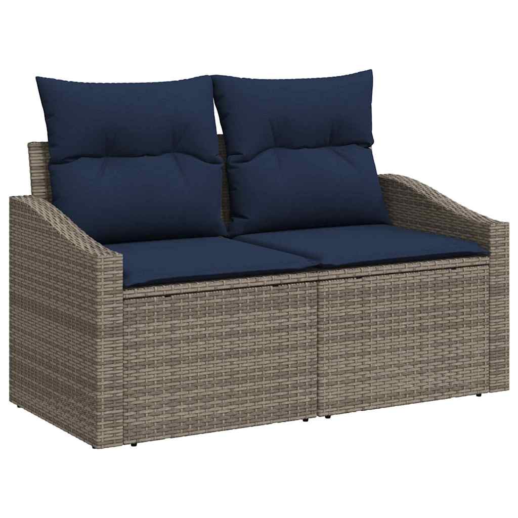vidaXL Σετ Καναπέ Κήπου 10 pcs Γκρι και Ναυτικό συνθετικό ρατάν