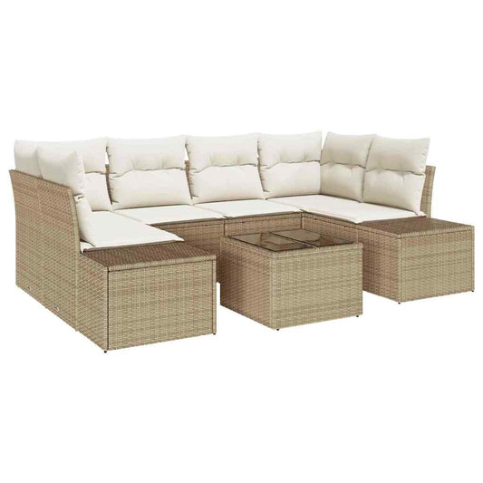 vidaXL Σετ Καναπέ Κήπου 8 pcs Μπεζ και Κρέμα συνθετικό ρατάν