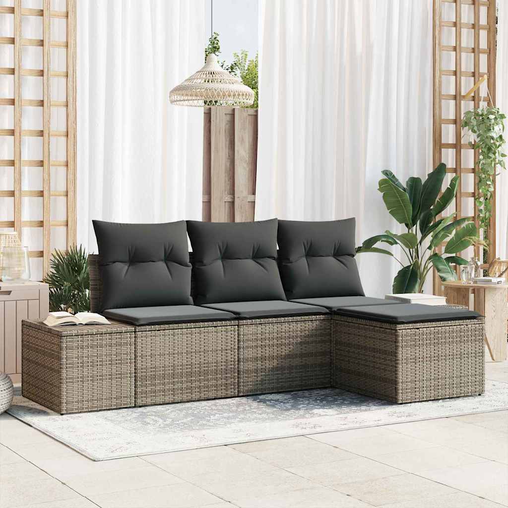 vidaXL Σετ Καναπέ Κήπου 4 pcs Γκρι Πολυέστερ και Κατασκευασμένο Ατσάλι