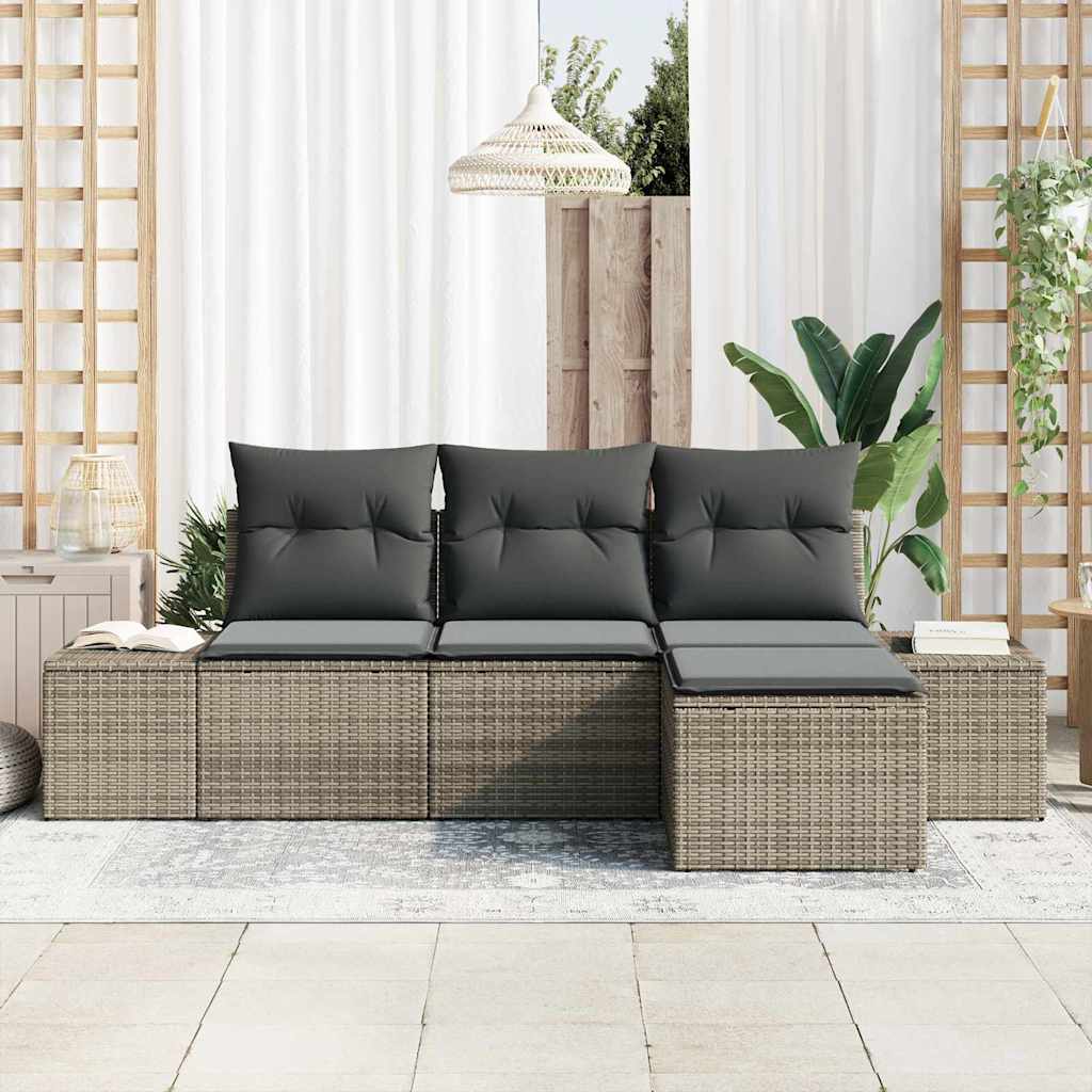 vidaXL Σετ Καναπέ Κήπου 4 pcs Γκρι Πολυέστερ και Κατασκευασμένο Ατσάλι