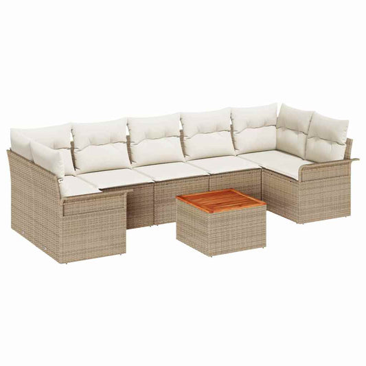 vidaXL Σετ Καναπέ Κήπου 8 pcs Μπεζ και Κρέμα συνθετικό ρατάν