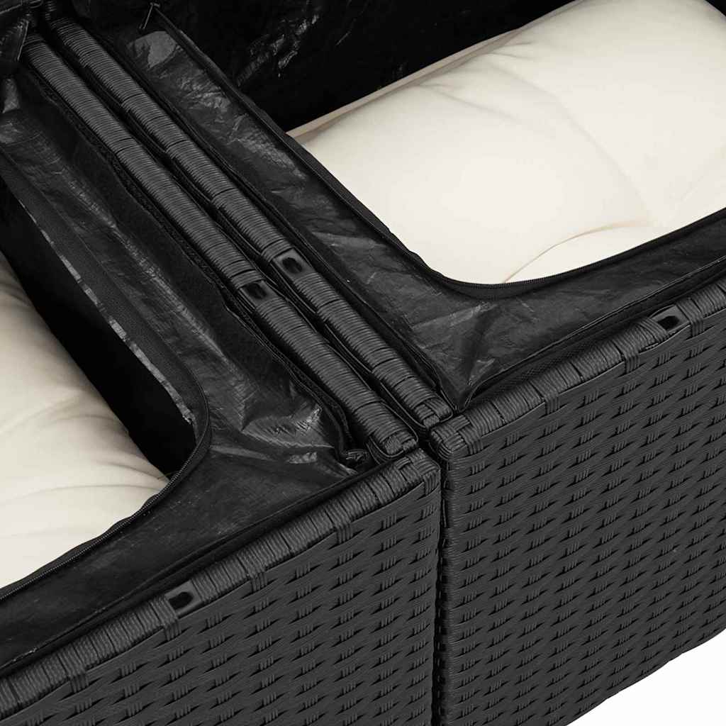 vidaXL Σετ Καναπέ Κήπου 6 pcs Μαύρο και Κρέμα 55 x 55 x 37 εκ