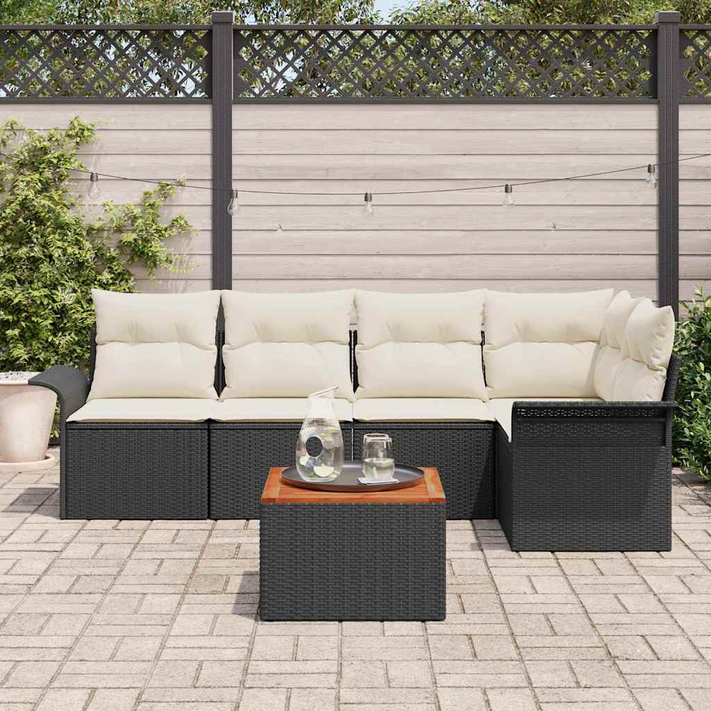 vidaXL Σετ Καναπέ Κήπου 6 pcs Μαύρο και Κρέμα 55 x 55 x 37 εκ