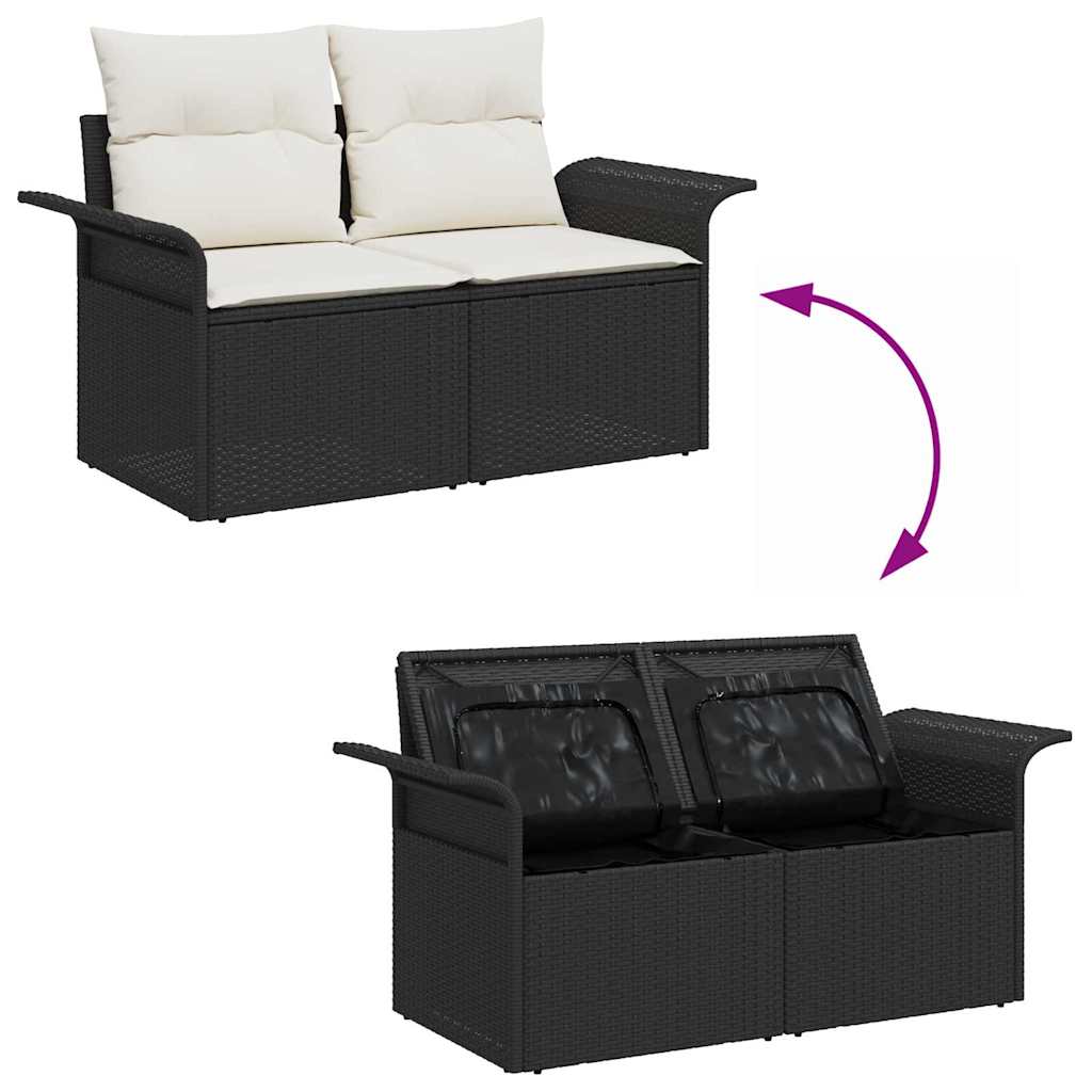vidaXL Σετ Καναπέ Κήπου 6 pcs Μαύρο και Κρέμα 55 x 55 x 37 εκ
