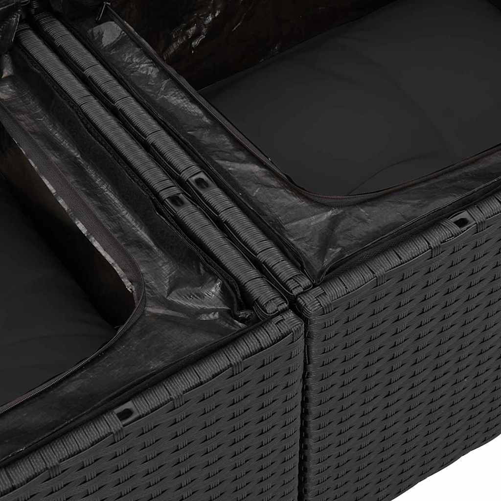vidaXL Σετ Καναπέ Κήπου με μαξιλάρι 6 pcs Μαύρο 55 x 55 x 37 εκ