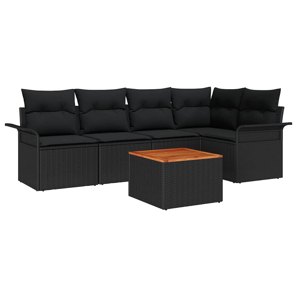 vidaXL Σετ Καναπέ Κήπου με μαξιλάρι 6 pcs Μαύρο 55 x 55 x 37 εκ
