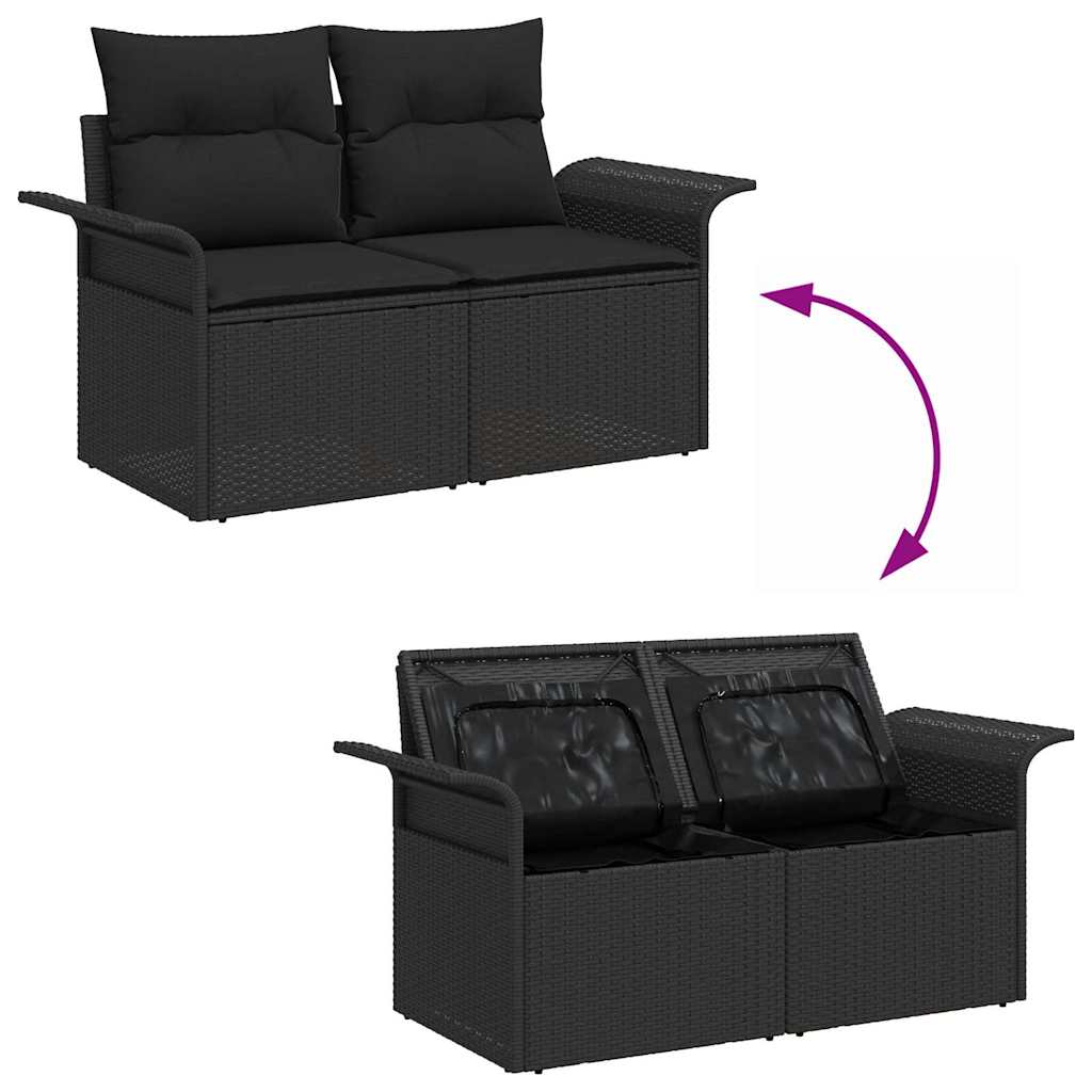 vidaXL Σετ Καναπέ Κήπου με μαξιλάρι 6 pcs Μαύρο 55 x 55 x 37 εκ