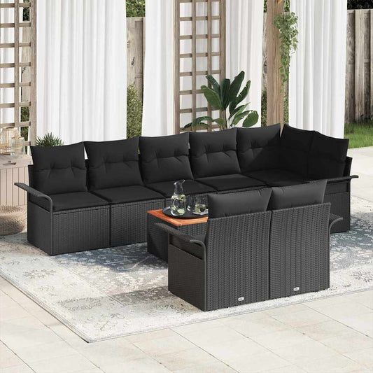 vidaXL Σετ Καναπέ Κήπου με αποθήκευση 9 pcs Μαύρο συνθετικό ρατάν