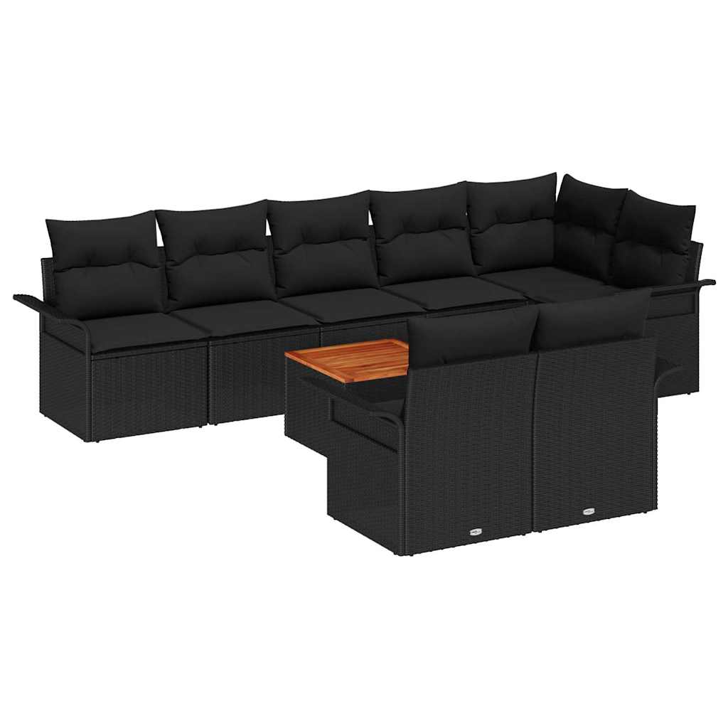 vidaXL Σετ Καναπέ Κήπου με αποθήκευση 9 pcs Μαύρο συνθετικό ρατάν
