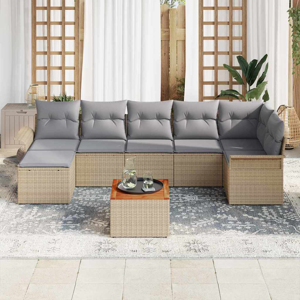 vidaXL Σετ Καναπέ Κήπου 8 pcs Μπέζ και Ανοιχτό Γκρι συνθετικό ρατάν