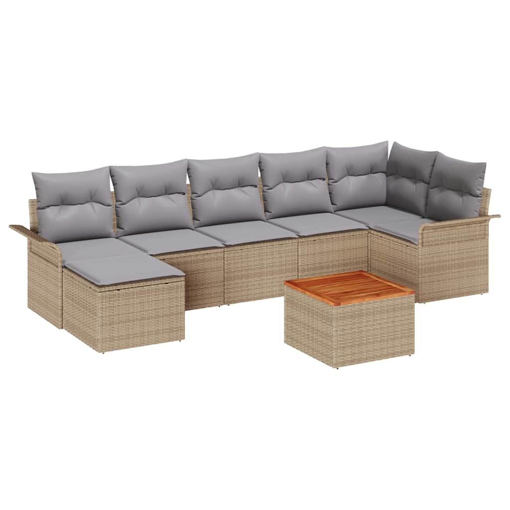 vidaXL Σετ Καναπέ Κήπου 8 pcs Μπέζ και Ανοιχτό Γκρι συνθετικό ρατάν