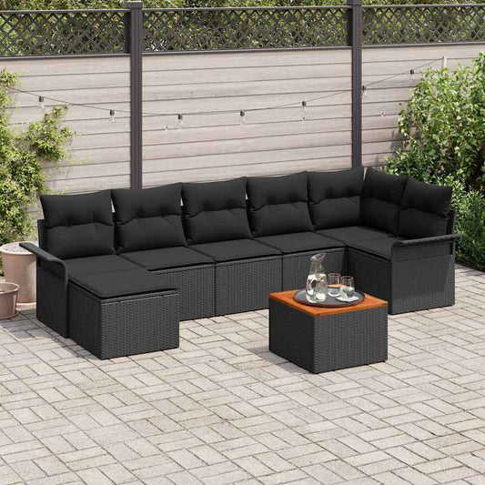 vidaXL Σετ Καναπέ Κήπου με αποθήκευση 8 pcs Μαύρο συνθετικό ρατάν