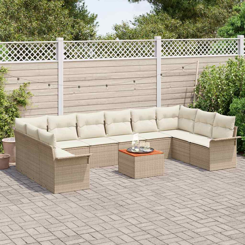 vidaXL Σετ Καναπέ Κήπου 11 pcs Μπεζ και Κρέμα συνθετικό ρατάν